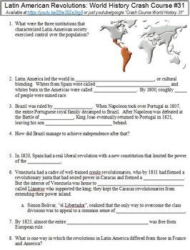 latin american revolution worksheet pdf